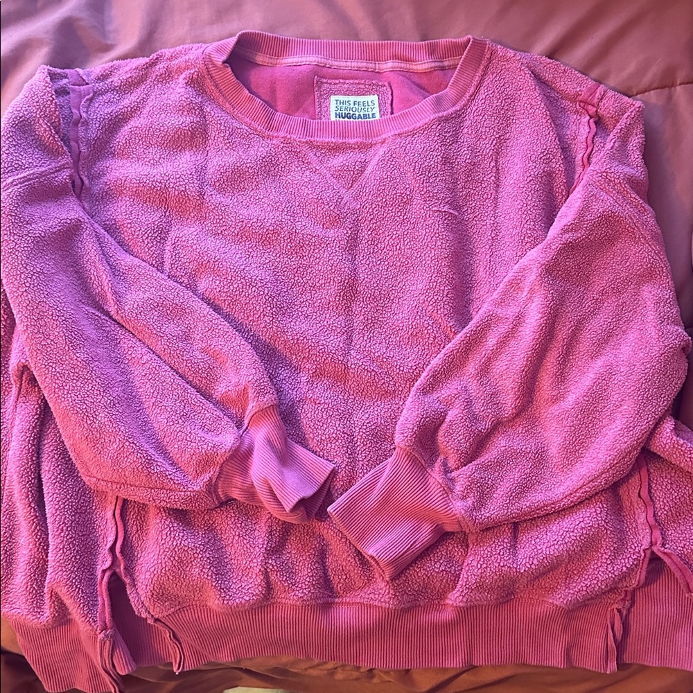 American Eagle Outfitters Hot Pink Fleece Pullover